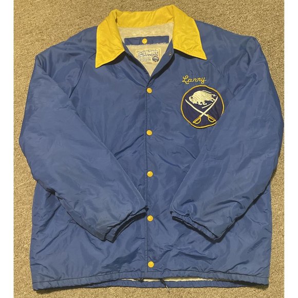 Vintage 70s Large NHL Hockey Buffalo Sabres Sabrejak Satin Bomber Button Jacket - Picture 6 of 10